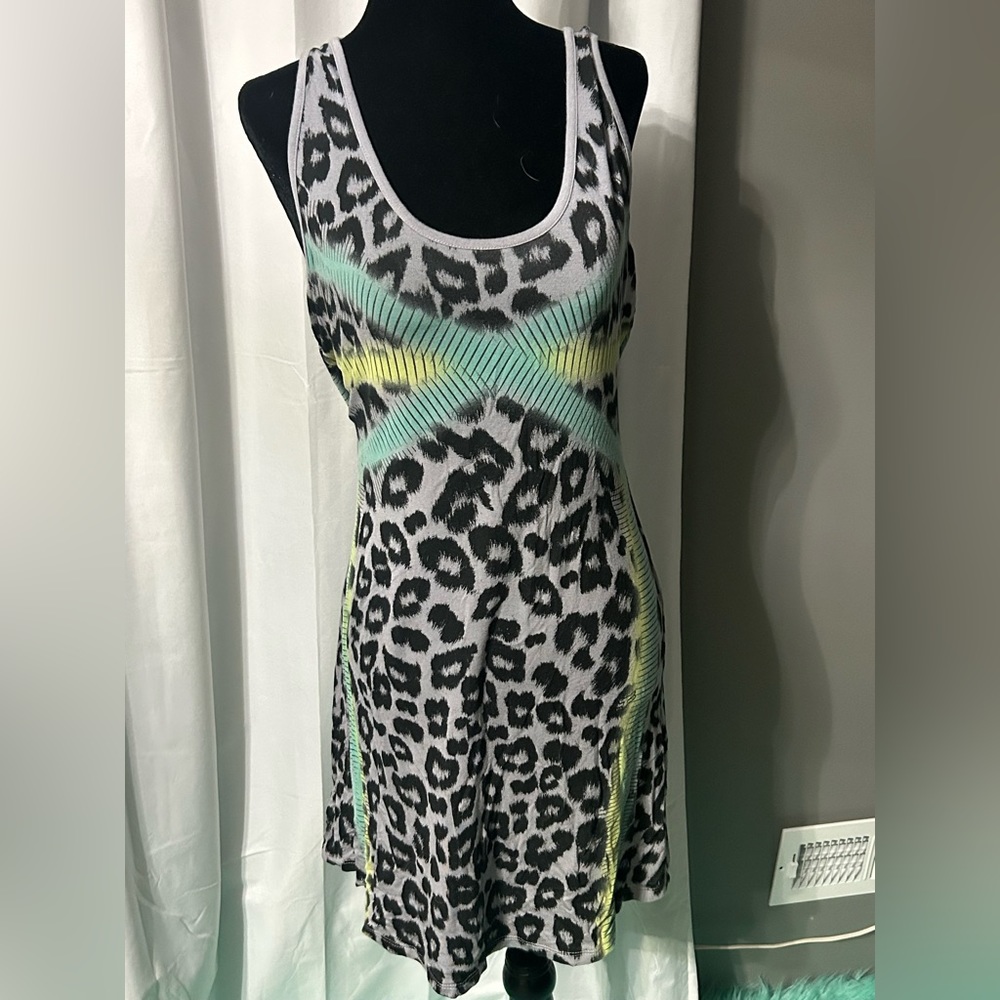 Fox Leopard Print Tank Dress with Mint and Yellow Accents